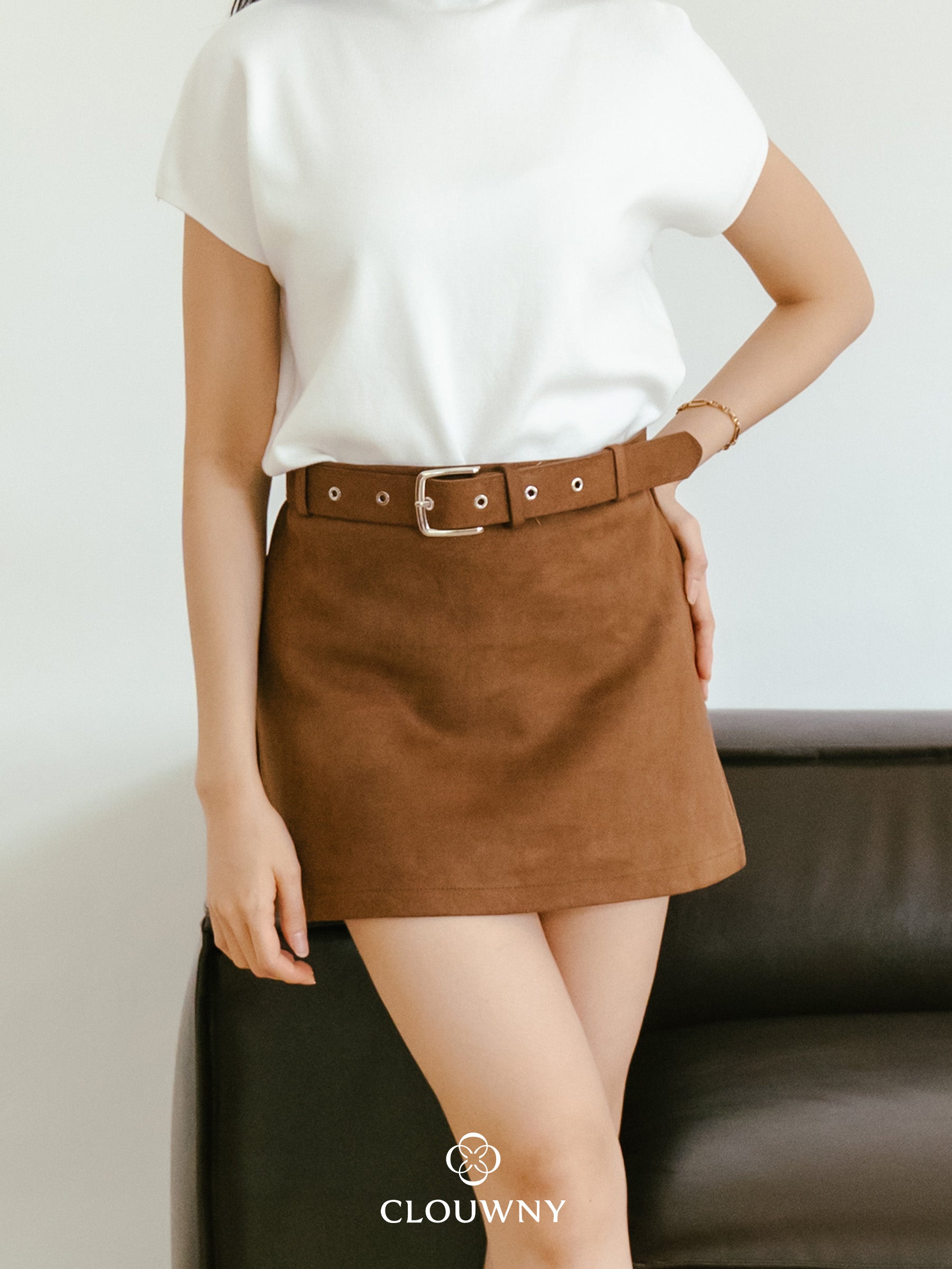 Paula Suede Mini Skort - Mocca